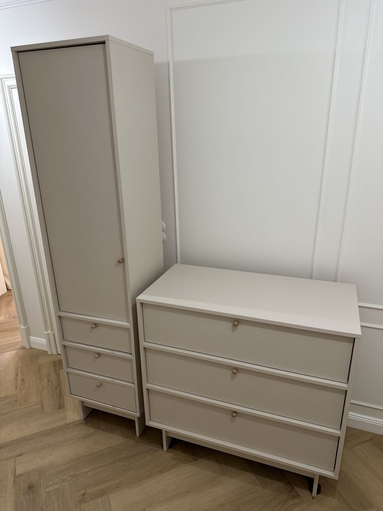 Słupek i komoda, zestaw mebli japandi wysokosc 210 cm
