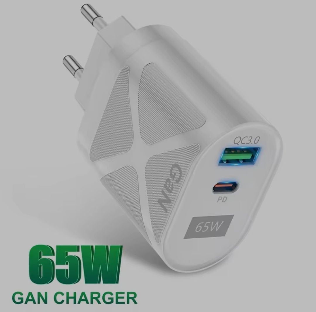 Szybka ładowarka 65w qucik charge usb c usb a pd qc 3.0 samsung iphone