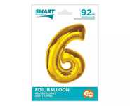 Balon foliowy Smart cyfra 6 złota 92cm