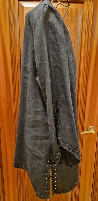 TUNIKA z lnu 100 % indyjska  XXL luźna czarna koraliki haft jak nowa