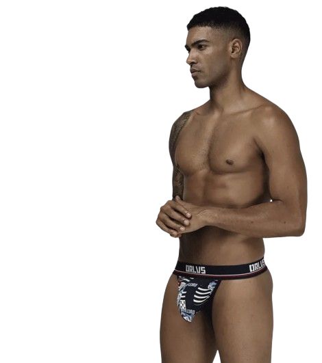 Stringi Męskie z Kieszonką ze Wzorem ORLVS Super Fit - XXL