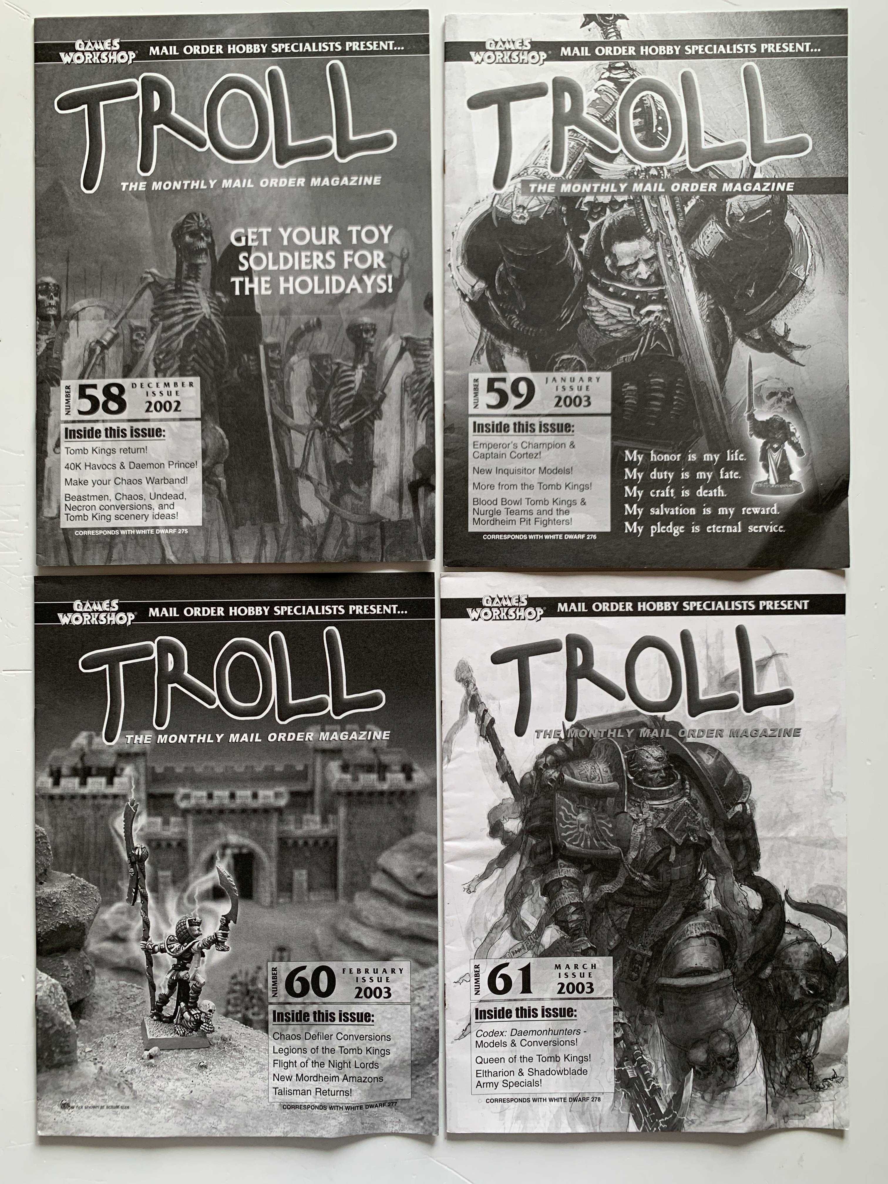 Warhammer: TROLL Magazine nr: 58, 59, 60, 61, oldhammer