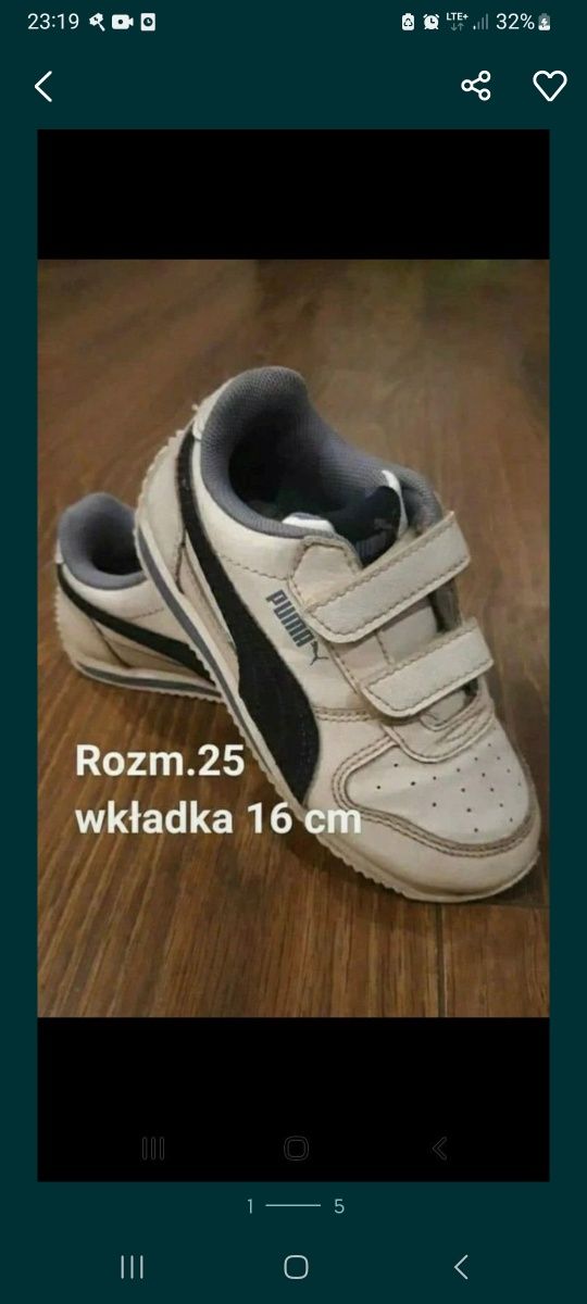 Buty Puma, rozmiar 25, wkładka 16 cm, dziecięce