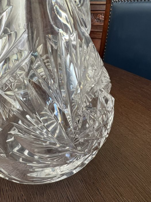 Kryształowa karafka 33cm z uchem i korkiem starocie antyk zabytek