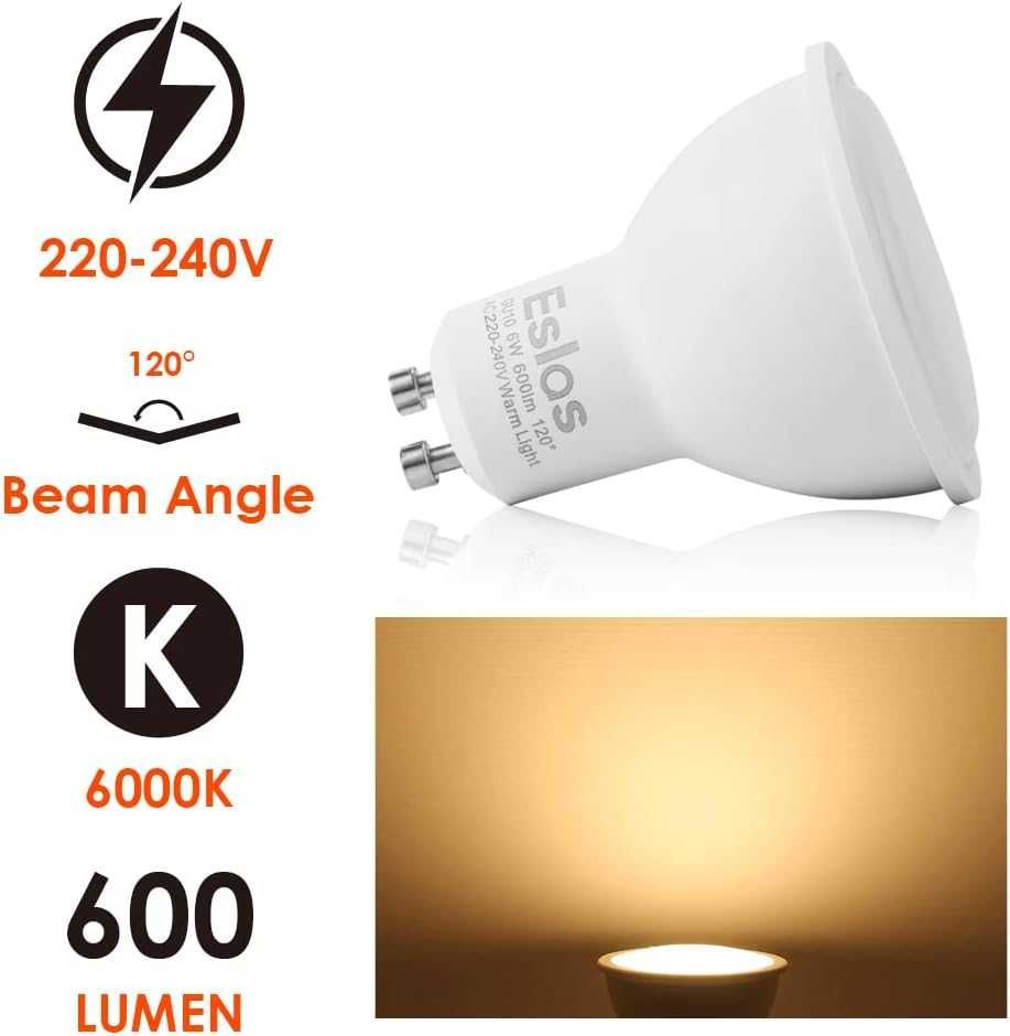 Żarówki LED GU10 6W 10szt./ 3000K, 600LM