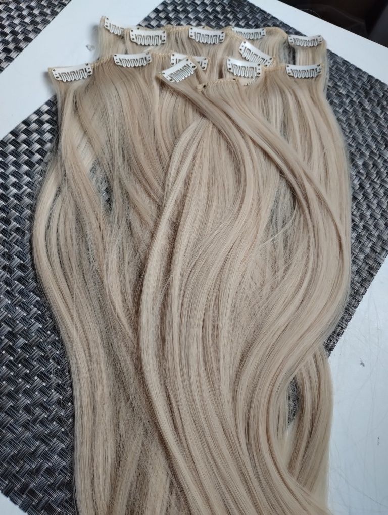 Włosy clip in blond 8 taśm 60 cm gęste