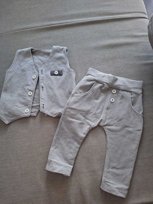 Elegancki komplet kamizelka, spodnie rozmiar 68,na chrzest dla chłopca