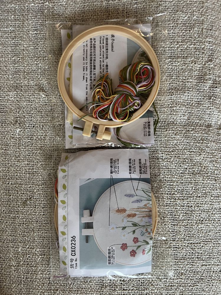 Kit bordado de NATAL aro ponto cruz artesanato costura agulhas present