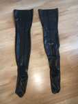 914a / Pończochy latex lateks 0,4 mm smoky czarny ze szwem rozmiar M
