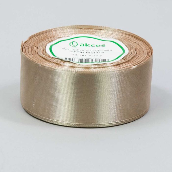 Tasiemka satynowa wstążka 38mm 32m beżowa beż