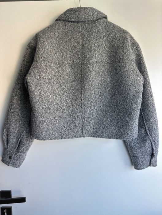 Krótka kurtka boucle Zara szara jesienna przejściowa przejściówka XS