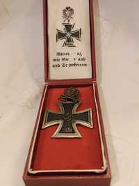 Niemcy, krzyż żelazny z liściem dębu,1941 z etui