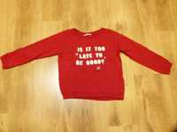 rozm 134 H&M bluza czerwona z napisami z brokatem