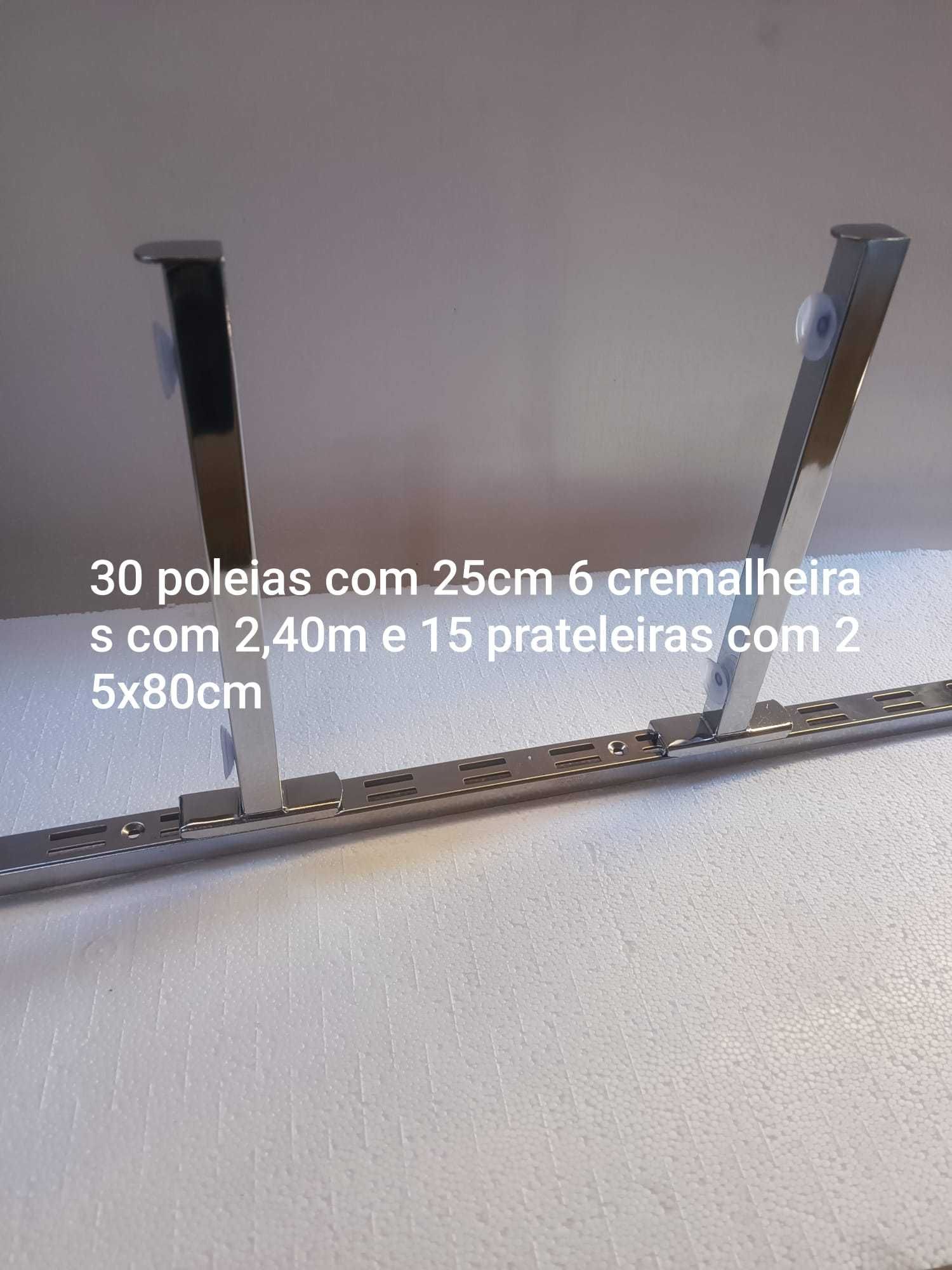 Conjunto de Poleias, Cremalheiras e Prateleiras – Excelente Estado