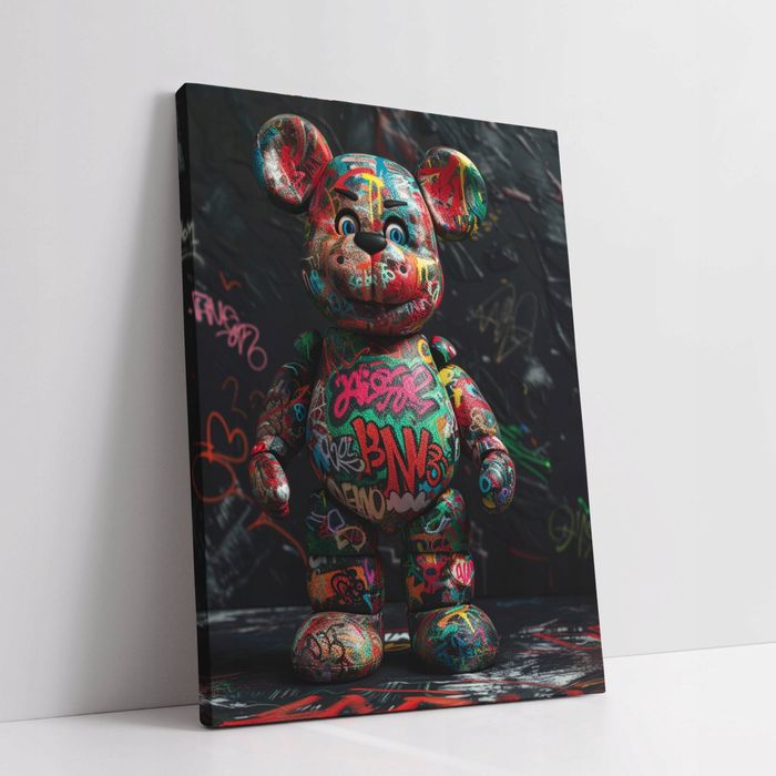 Obraz na płótnie "Grafitti Miś" 30x40 cm - Nowoczesne dzieło sztuki