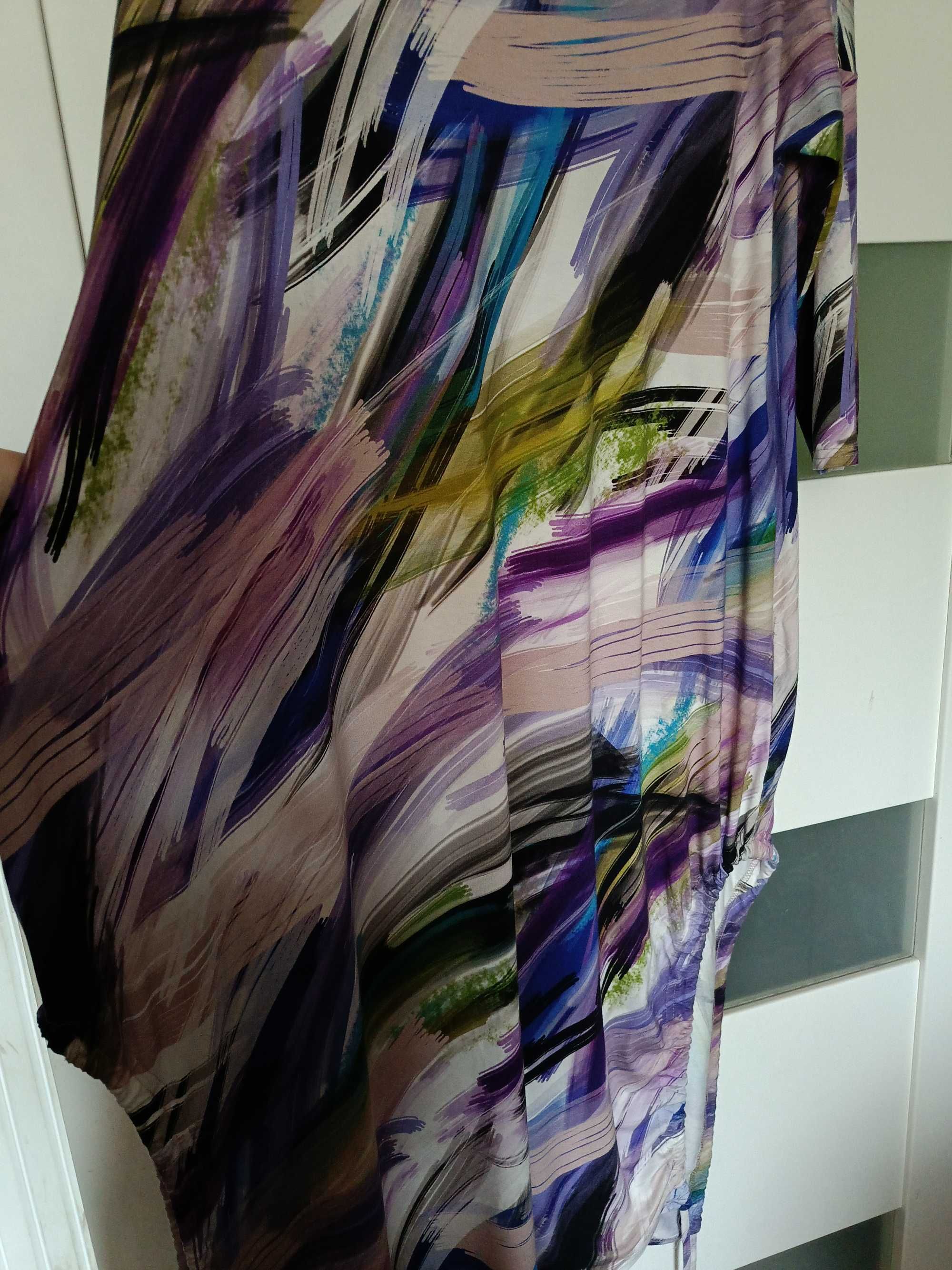 Sukienka oversize L XL z wiskozy Made in Poland
