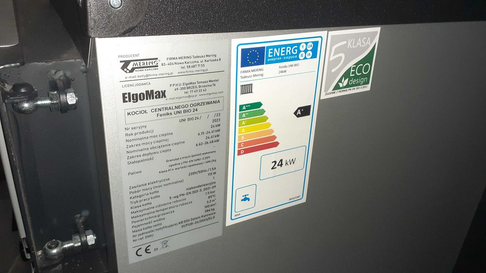 Kocioł piec na pellet pelet Feniks UNI BIO 24 kW Mering
