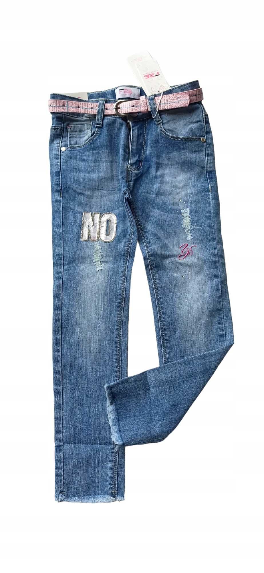 Spodnie jeans dla dziewczynki na gumce nowy 122-128