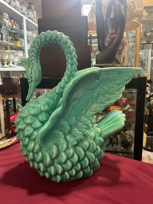 Floreira cisne oriental porcelana altura 36 cm comprimento 31 cm