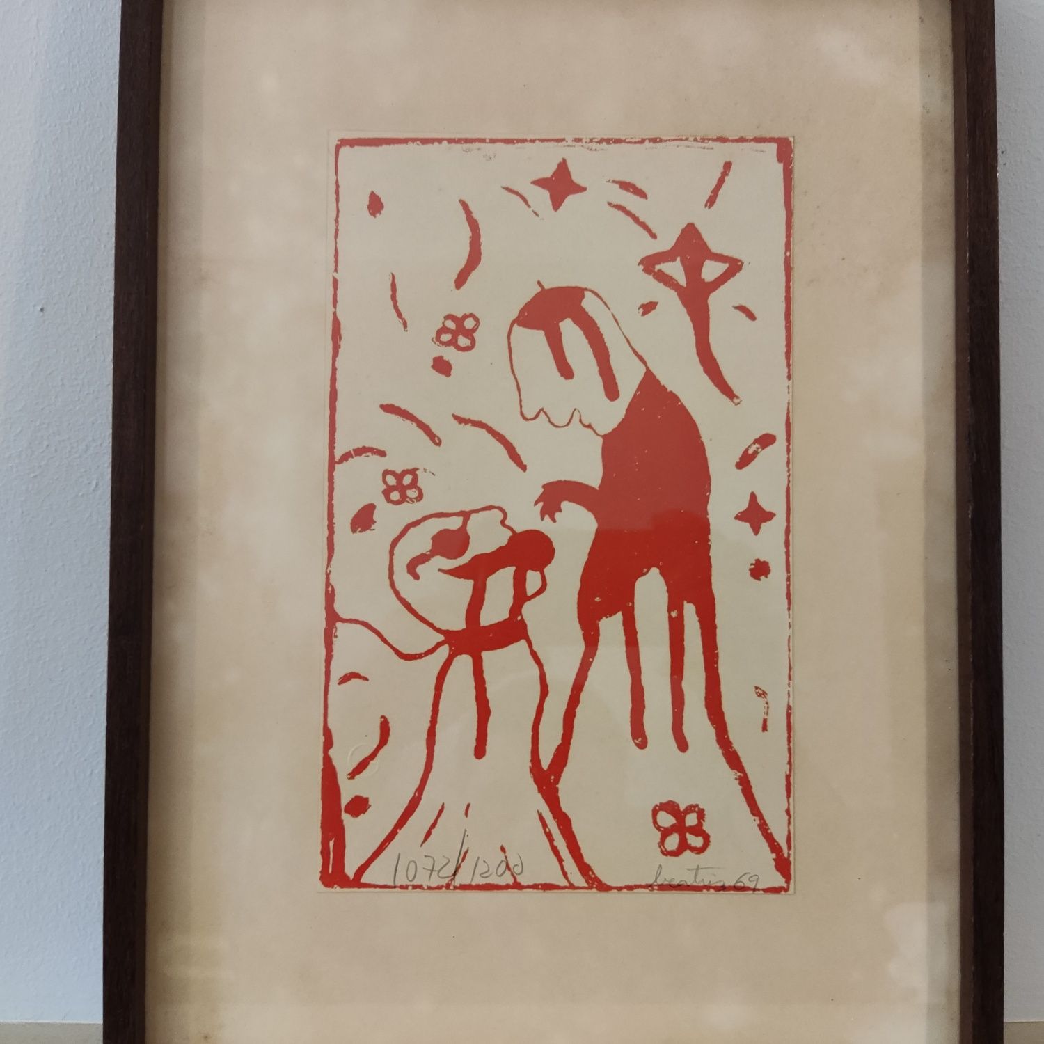Xilogravura - "Beartriz" 1969 - numerada com moldura
