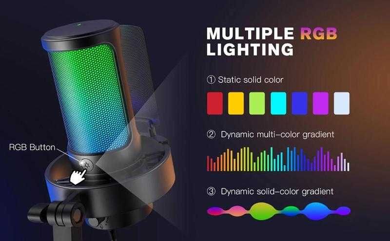Микрофон конденсаторний Fifine A8 RGB Black