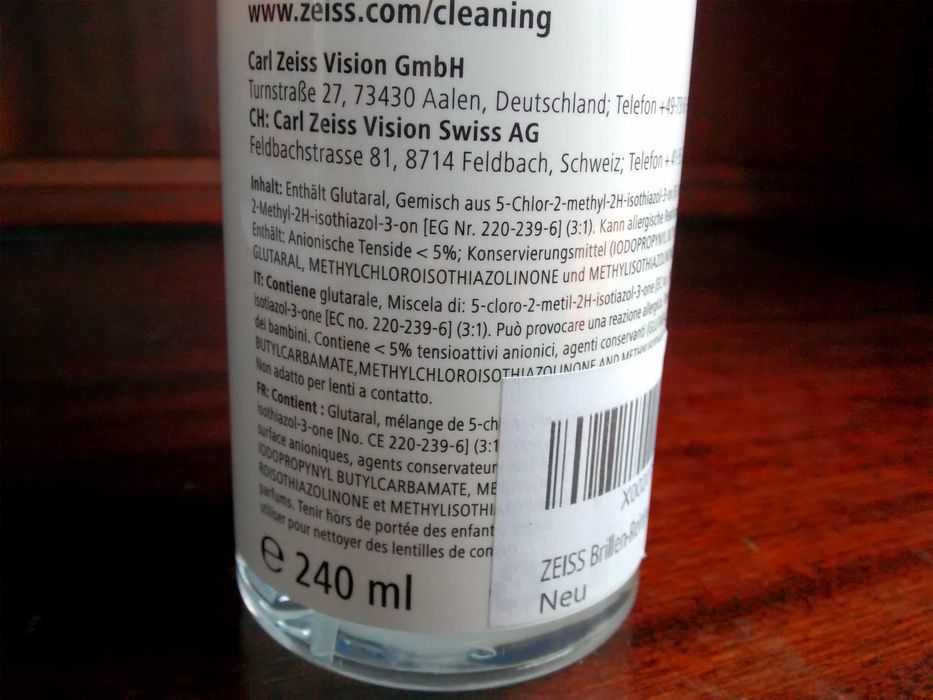 Spray de limpeza de óculos Zeiss (240 ml)