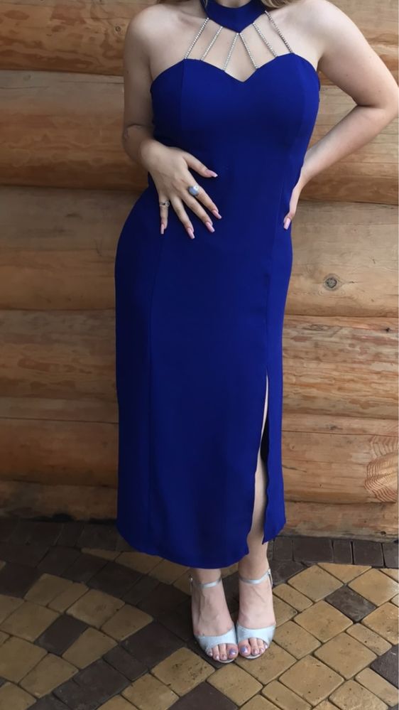 Сукня коктейльна, сапфірового насиченого кольору