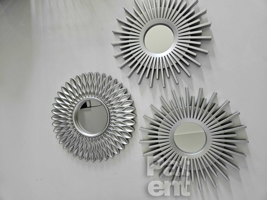 Lustra zestaw 3 luster w srebrnych ramkach do domu na ścianę dekoracja