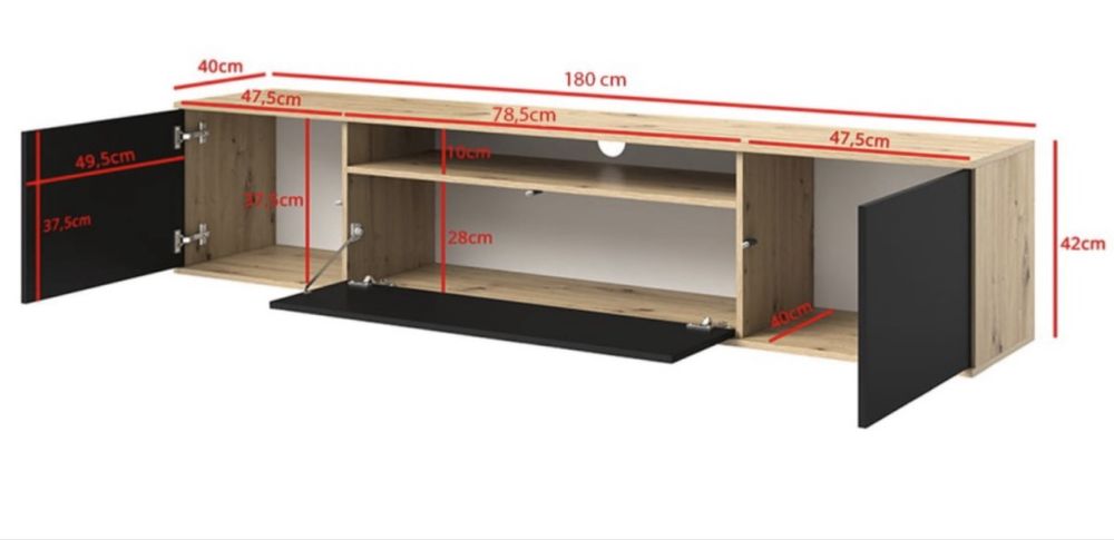 Komoda Masimo RTV 180 cm biała wisząca mat