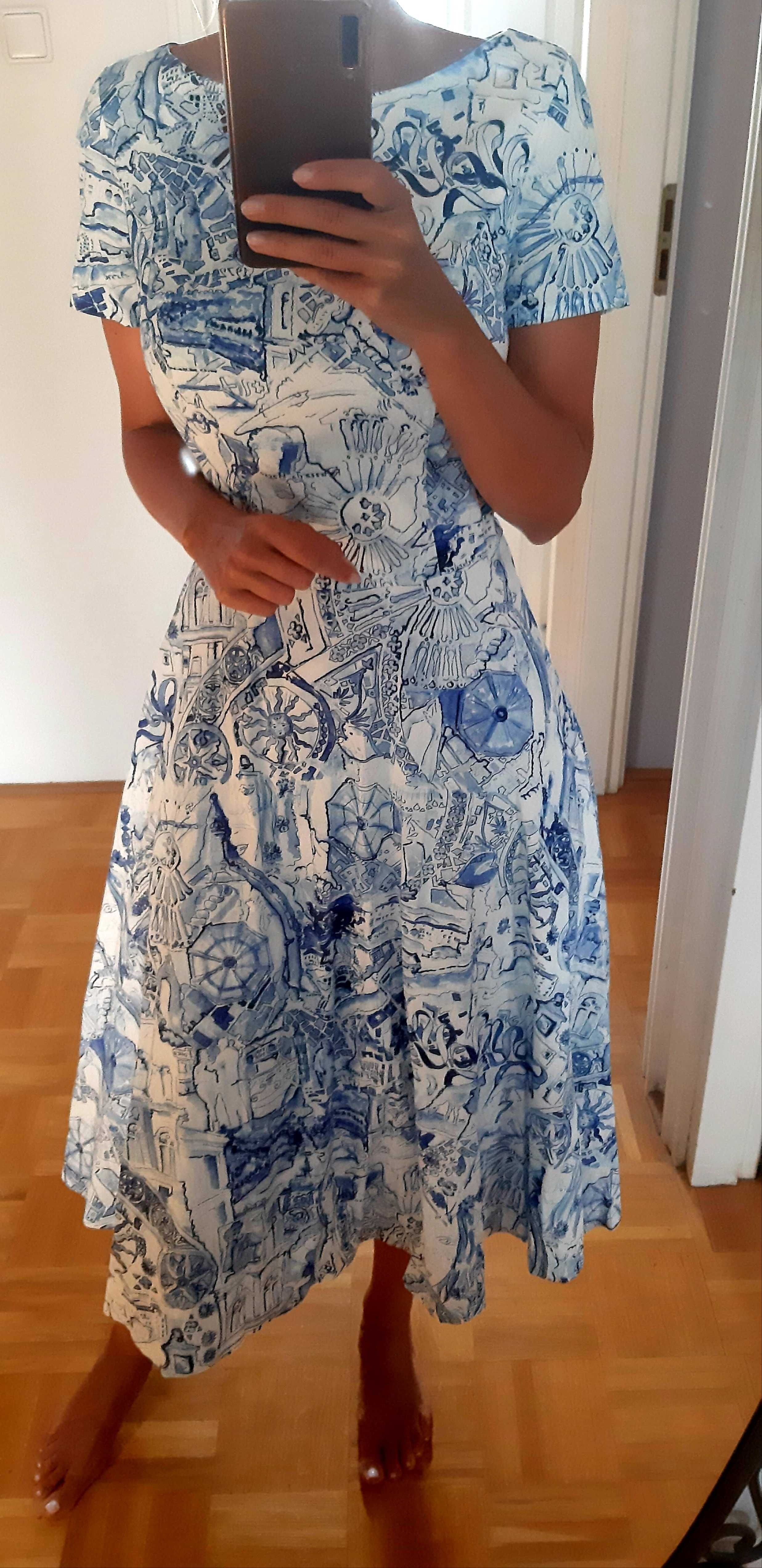 Nowa sukienka Galatea Marie Zelie biało-niebieski wzór