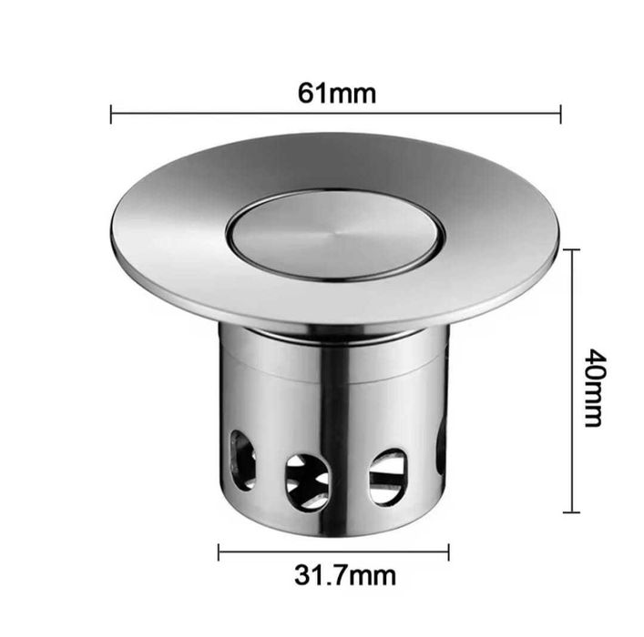 Korek do umywalki z sitkiem, do zlewu, sitko ze stali nierdzewnej