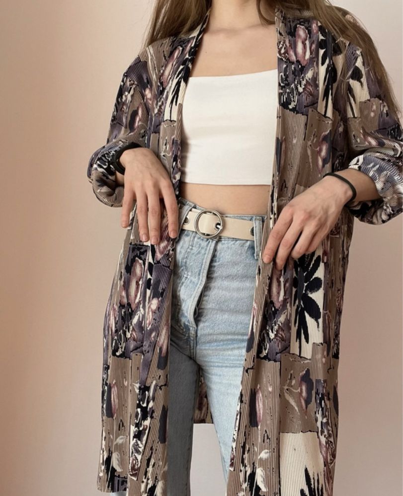Narzutka kimono kardigan bluzka we wzory print wzór kolorowa