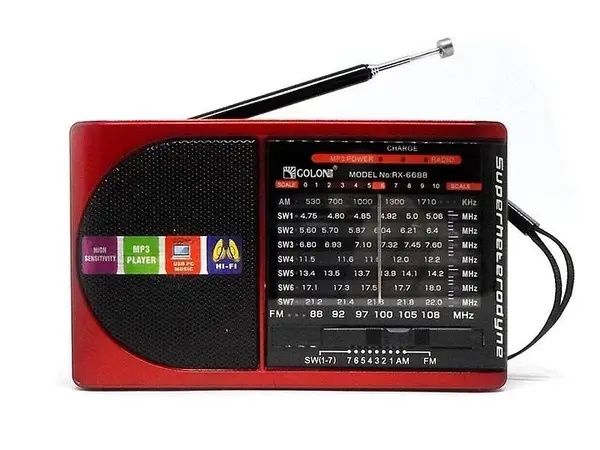 Радіоприймач аккумуляторний з ліхтарем Golon RX-6688