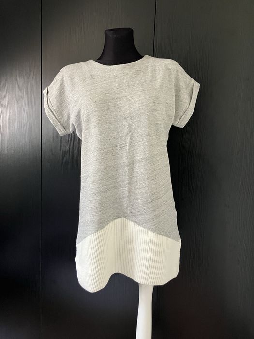 Szaro biały sweter sukienka tunika, krótki rękaw, Zara, rozmiar S/36