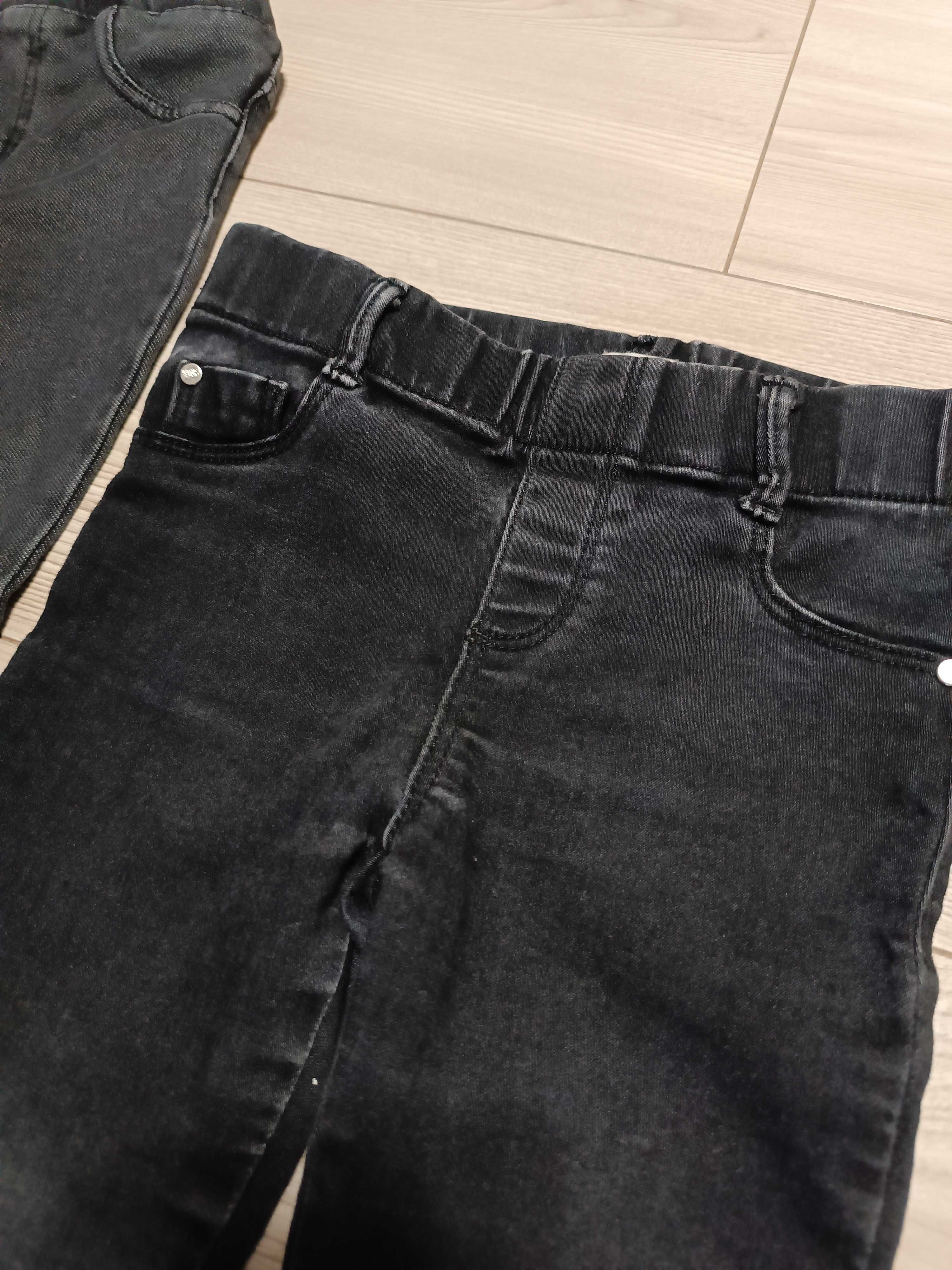 Spodnie jeansowe + leginsy dla dziewczynki używane, rozmiar 98
