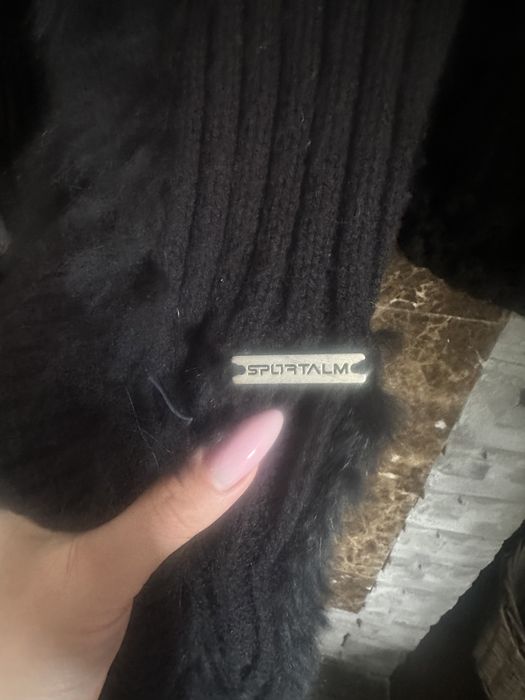 Długi sweter Sportalm futro naturalne roz 40 gruby