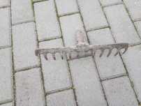 Grabie metalowe grabki 31cm stare PRL 12 zębów stalowe gable