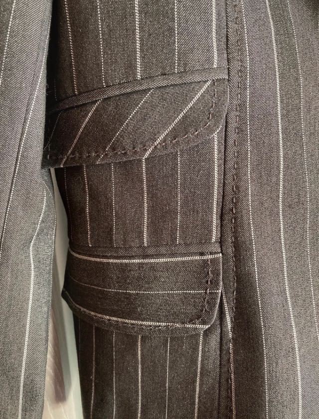 Żakiet szary w paski, elegancki, retro, vintage