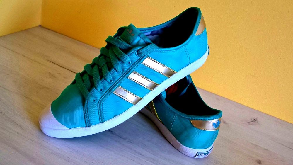 ADIDAS turkusowo złote tenisówki modne