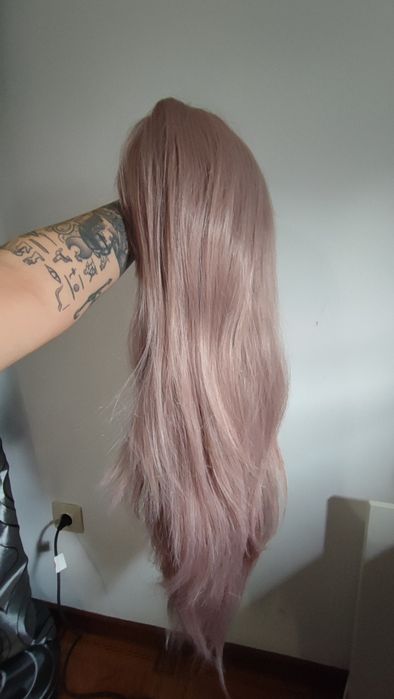 Peruca rosa lace front