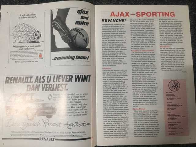 Futebol - Taça Uefa - Ajax vs Sporting - Programa Oficial 1988/1989