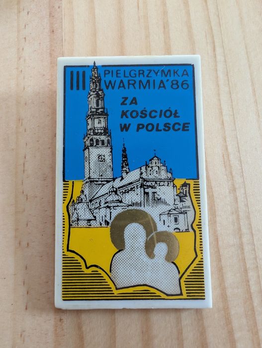 Przypinka III pielgrzymka Warmińska 1986r. Prl retro vintage