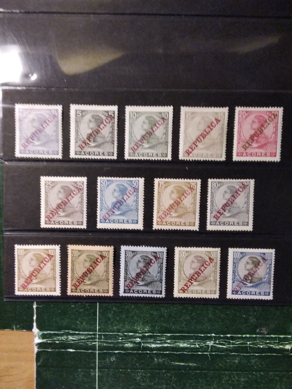 1911 Série D° Manuel II Selos Com Sobrecarga República MLH Açores