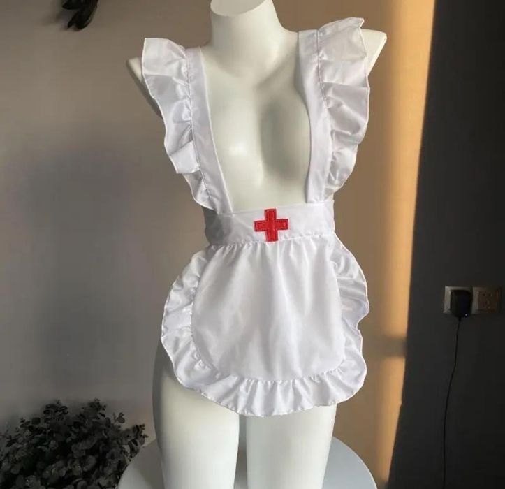 Еротичний костюм комплект медсестра рольовий набір панчохи з бантиком