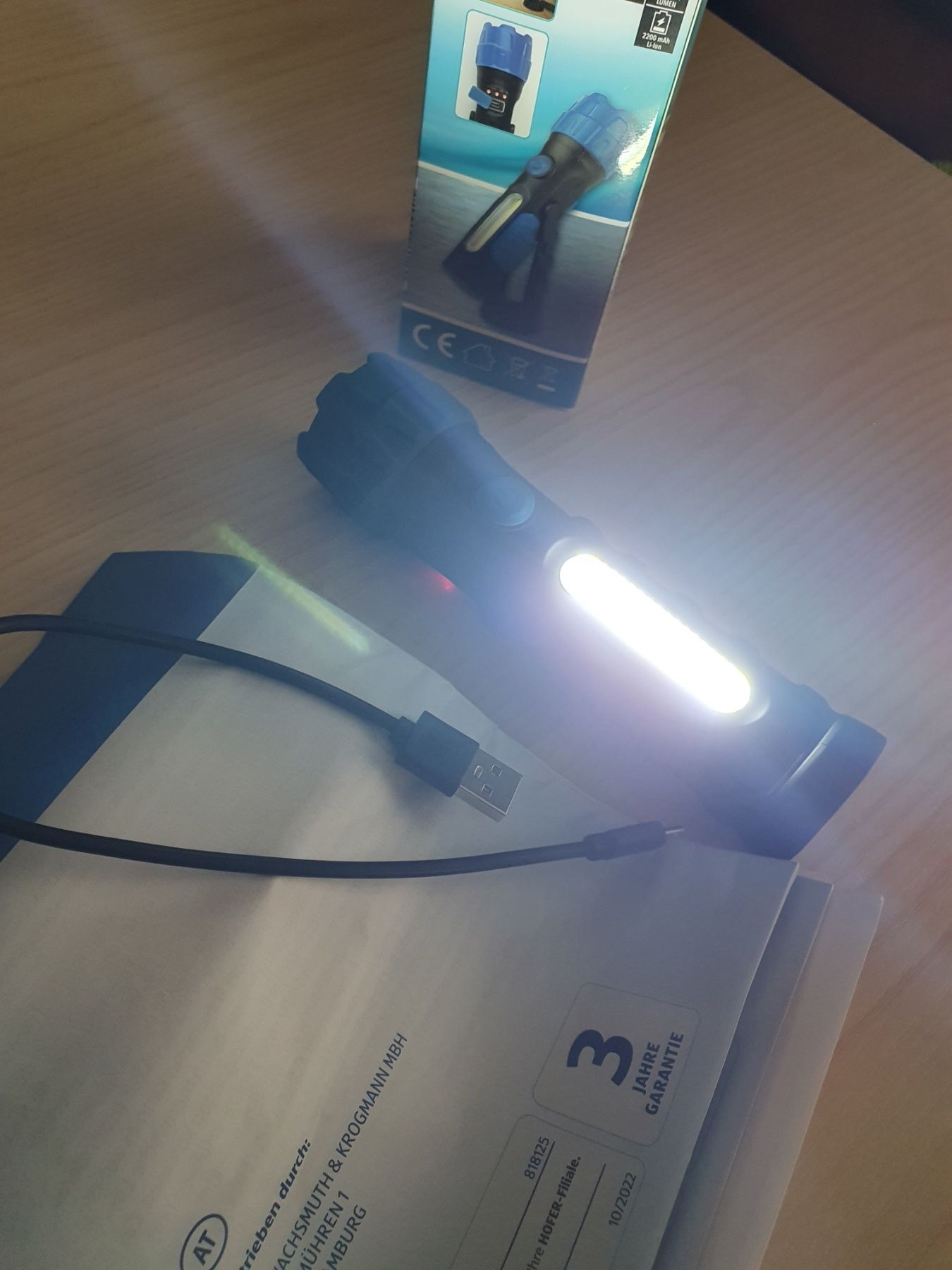Ручной LED фонарь USB светодиодная лампа с магнитом и аккумуляторомNew