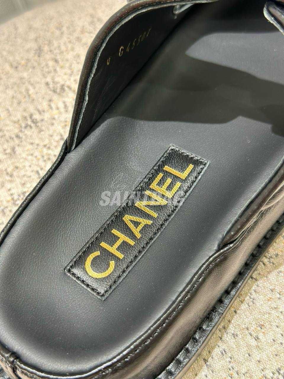 Под заказ шлепки Chanel натуралньая кожа черный цвет, шанель