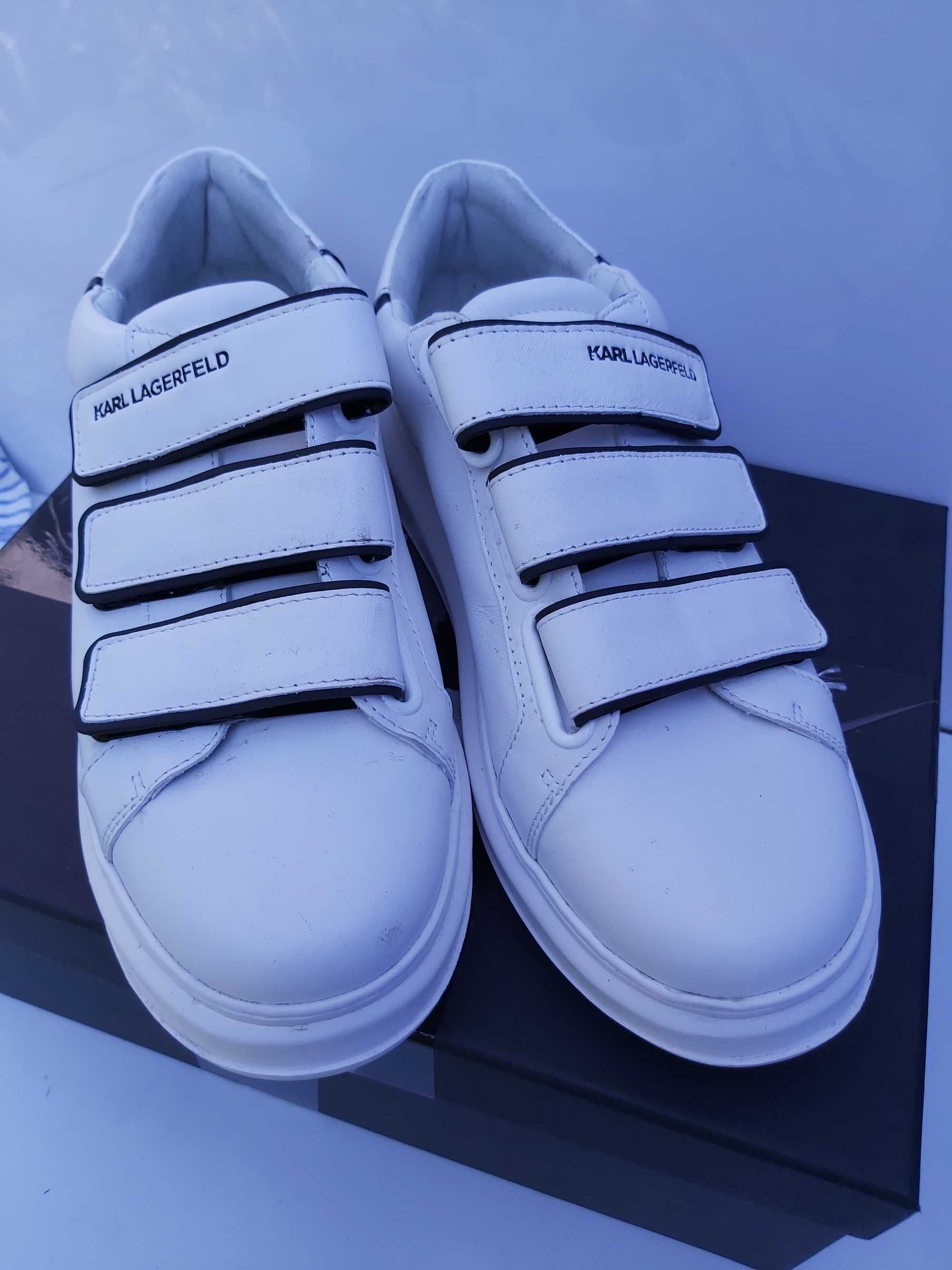 Sneakersy KARL LAGERFELD 41  czarne biale rzepy trampki tenisówki