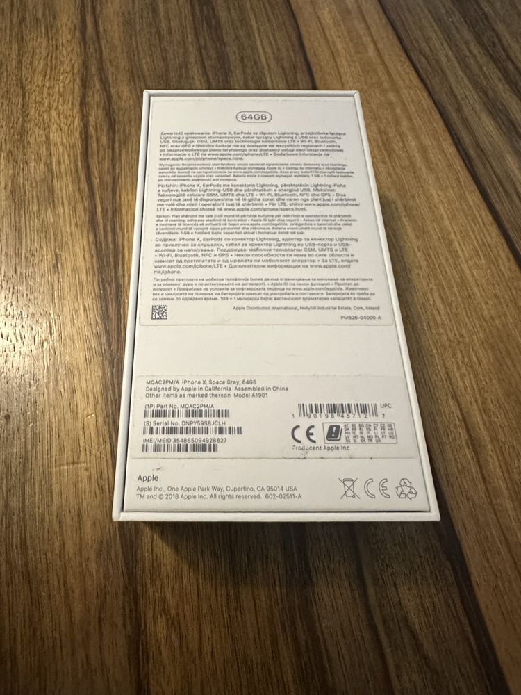 Pudełko iPhone X 64gb Space Gray