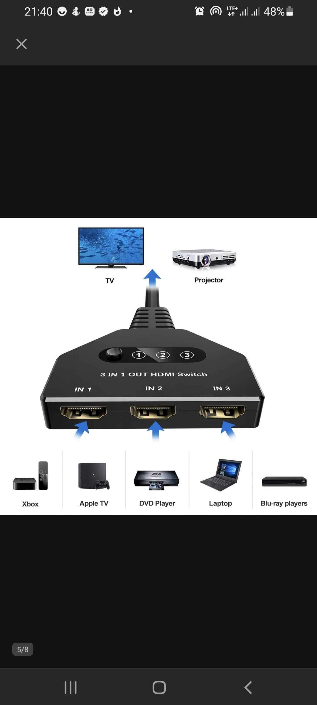 Przełącznik Techole HDMI HS309-BK HDMI 3 w 1