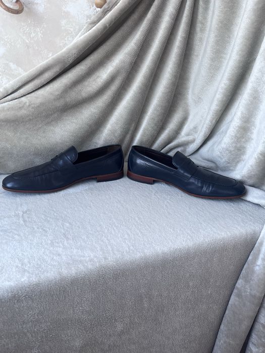 Лофери чоловічі, Giardini , 44р., повністю зі шкіри, темно  сині.